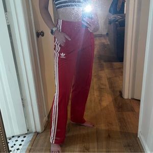 Adidas Red Stripe Track Pants with zippers M